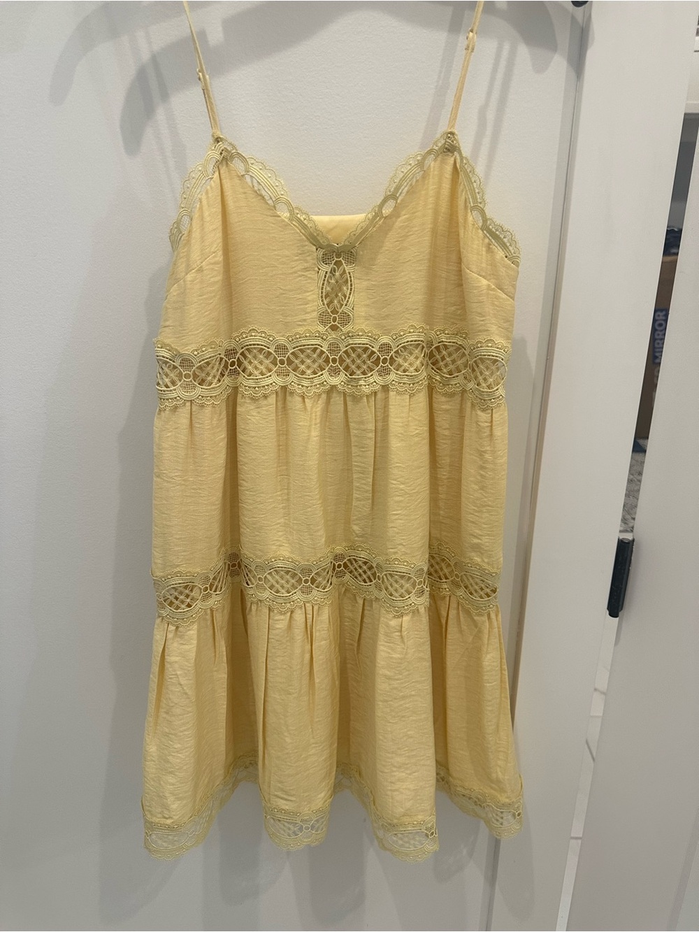 Express Yellow Lace-Trim Slip Chemise